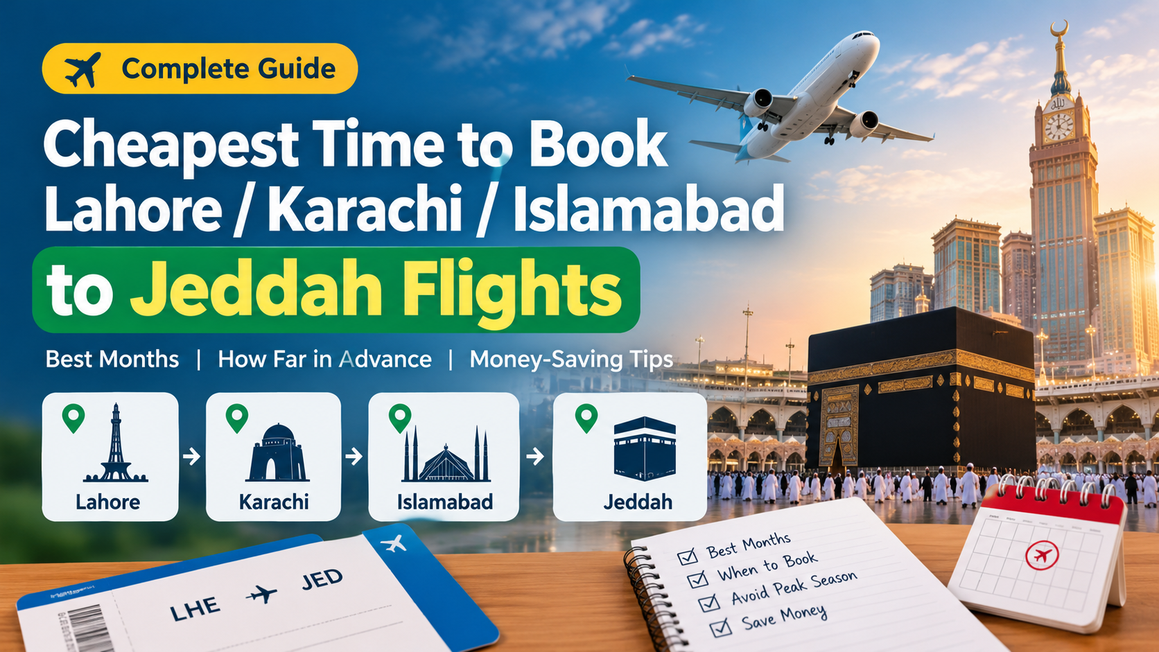 Cheapest Time to Book Lahore, Karachi & Islamabad to Jeddah Flights (2026–27 Guide)